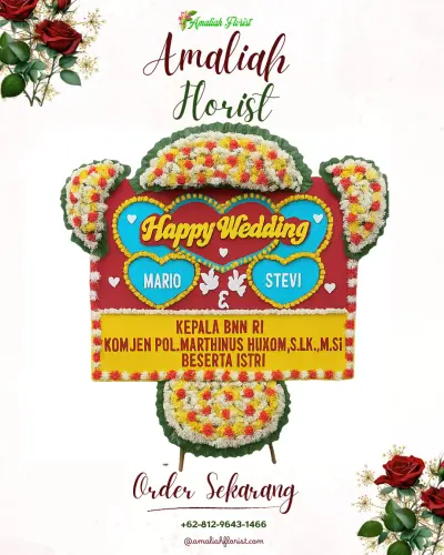 Karangan Papan Bunga Pernikahan di Kalirandu
